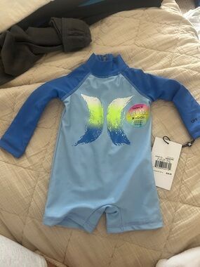 Hurley Newborn' Blue UPF 50+ Long Sleeve Swim Suit